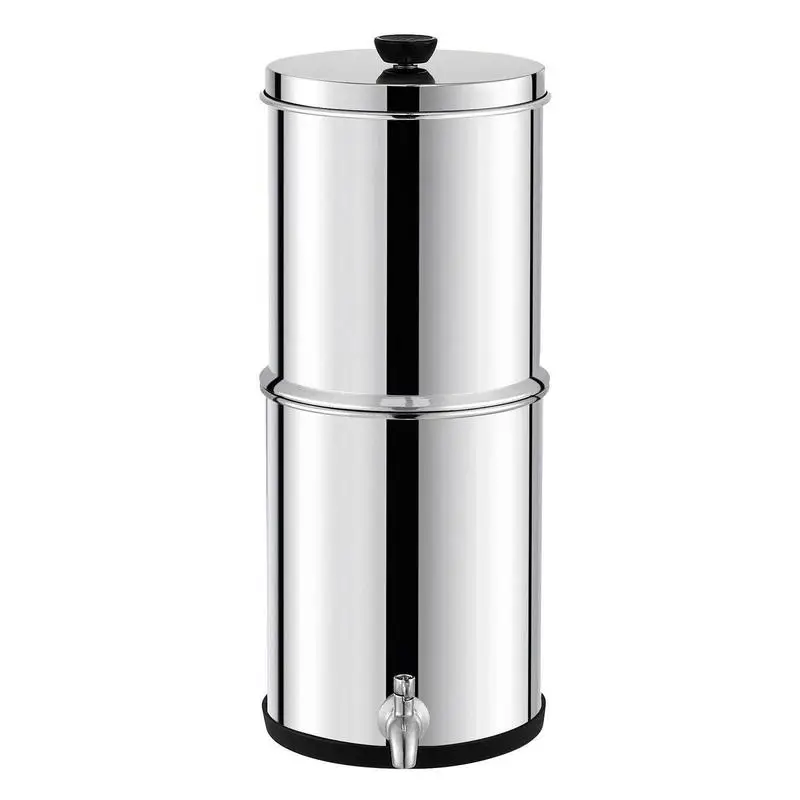 

Gravity water filtration system, stainless steel countertop system, 4.4 + 5.5 L water filtration system, reduces lead and up to 99% chlorine, with 2 carbon filters & tap, camping, RV, home