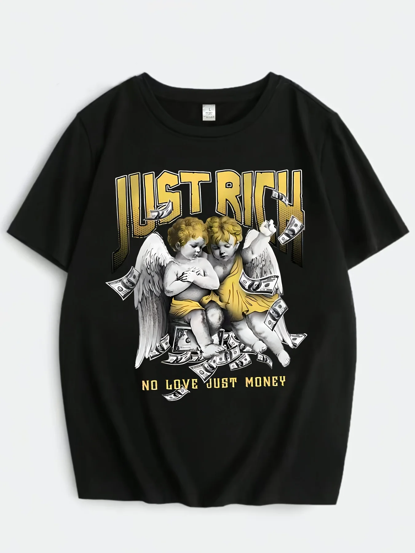 

Portrait and letter print women's T-shirt Summer art women's round neck T-shirt Fashionable women's top