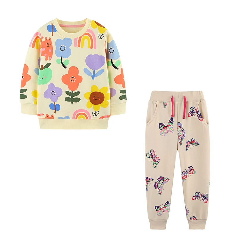 100-150cm Baby Boys Clothing Sets 2 Pcs Autumn Winter Cartoon Heart Printed Boys Girls Outfit Long Sleeve Shirt Pant
