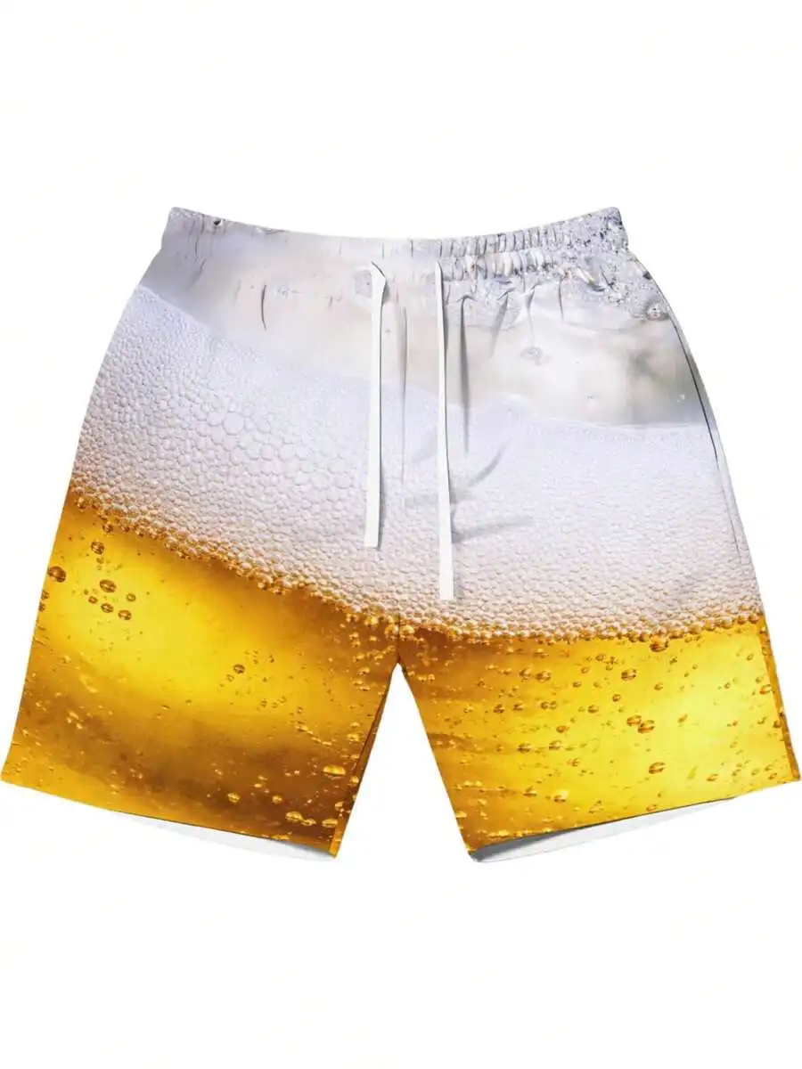 

Beer Foam Print Mens Beach Shorts Soft Comfortable Casual Summer Lightweight Breathable
