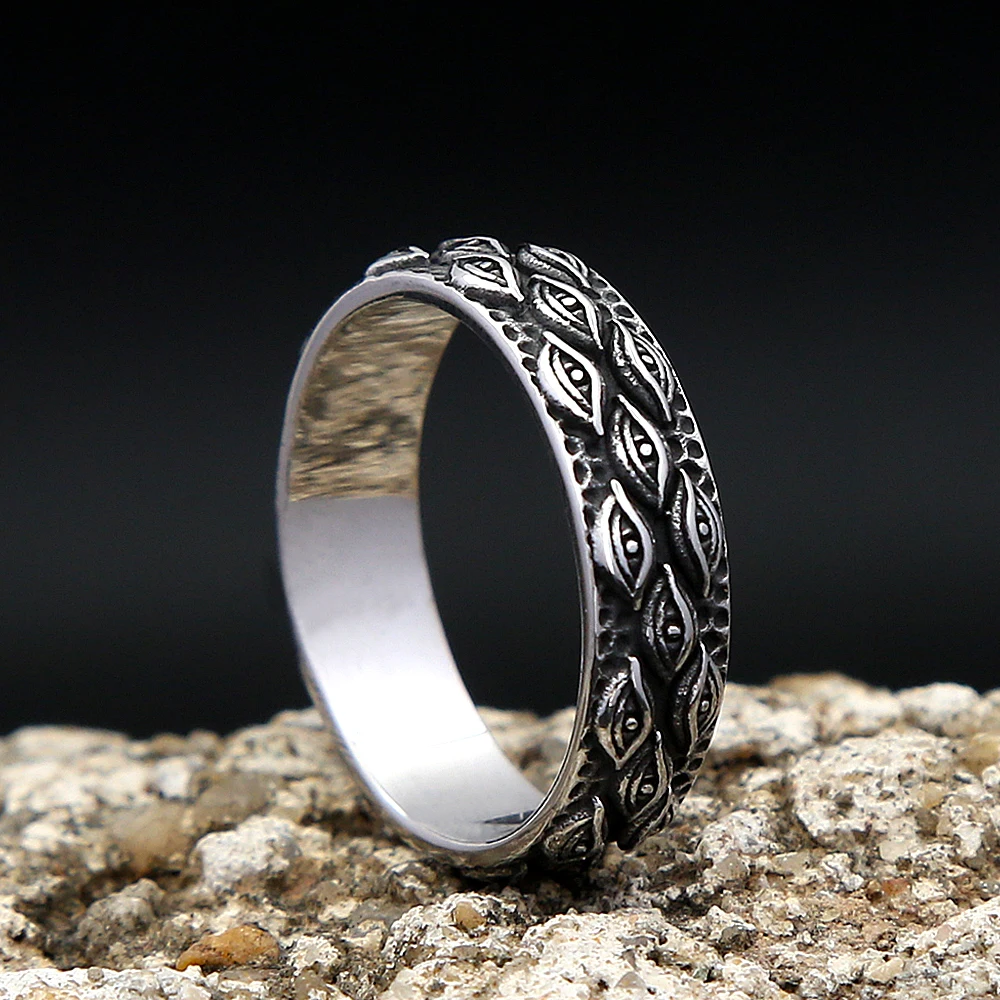 Fashion Simple All Seeing Eye Ring Stainless Steel Punk Vintage Ring For Men Women Unique Amulet Jewelry Gift Dropshipping