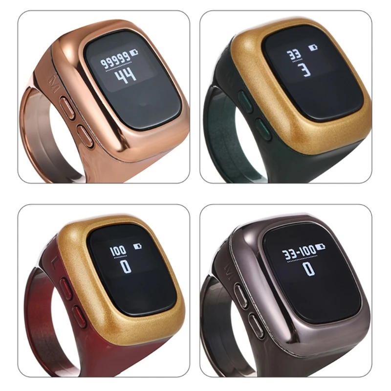 Tally Counter Finger Ring เครื่องเตือนเวลาดิจิตอล หน้าจอแสดงผล OLED 25UB