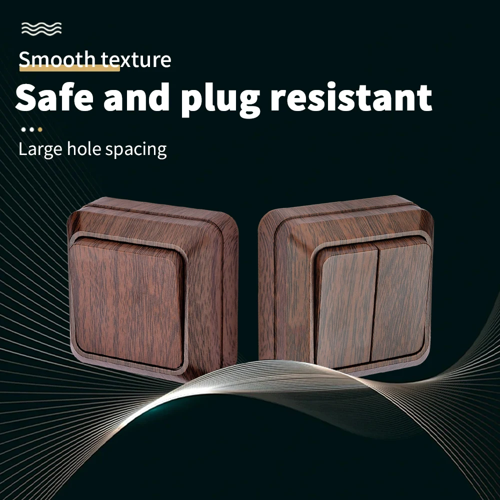 Wood EU Standard Flame Retardant Spray Plastic Rocker Switch Button Light Switch On/Off 2 Gang 1 Way Wall Surface Classic Switch