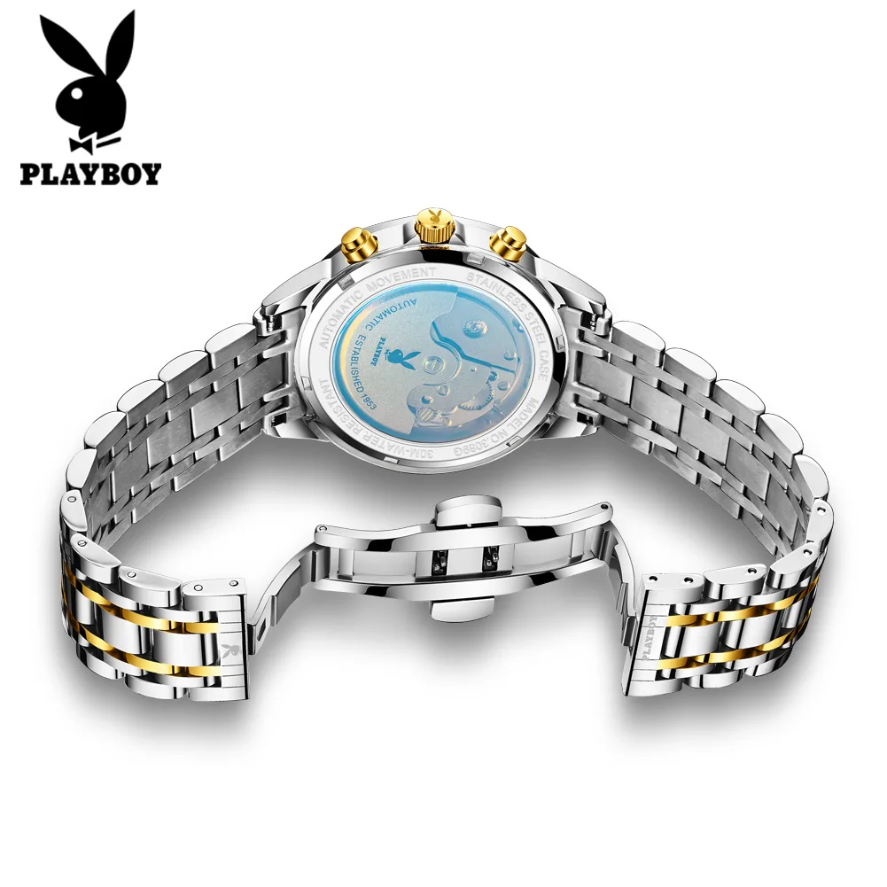PLAYBOY 3089 Men's Luxury Mechanical Watch Steel Band