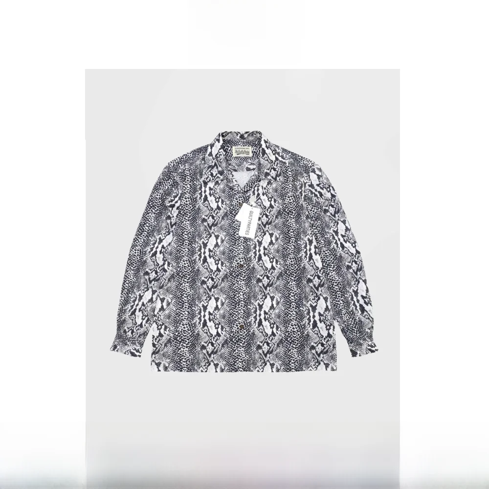 

Классическая рубашка с длинным рукавом и принтом под змеиную кожу, в гавайском стиле, для мужчин и женщин, повседневная, в японском стиле, с воротником, из искусственной кожи.