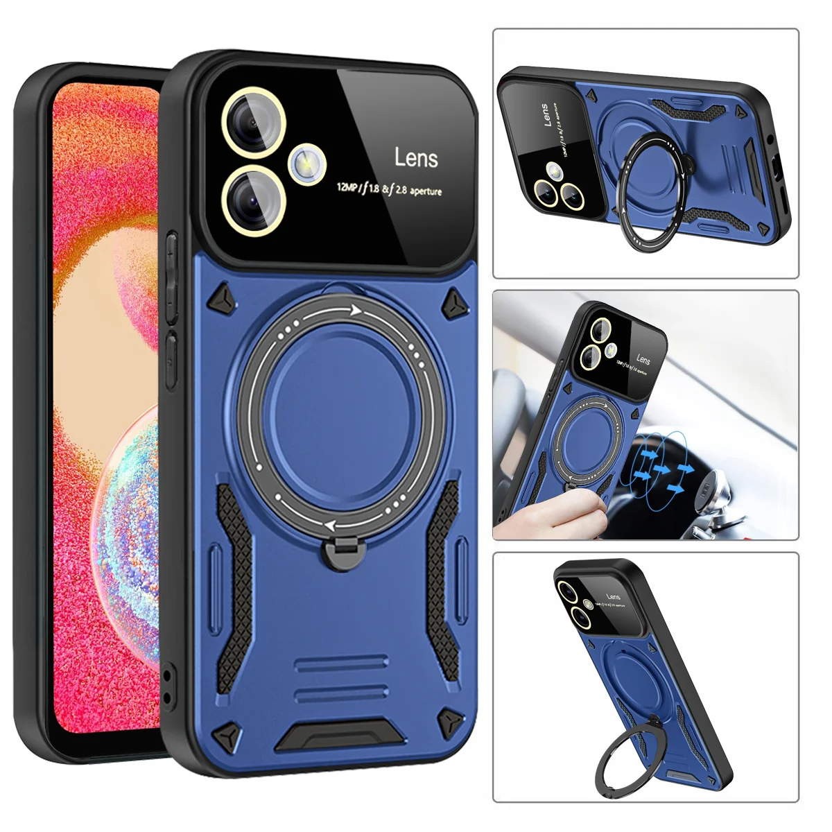 Shockproof Armor Ring Holder Phone Case For Samsung Galaxy A04 A04E A04S Magsafe Wireless Charge Magnetic Cover