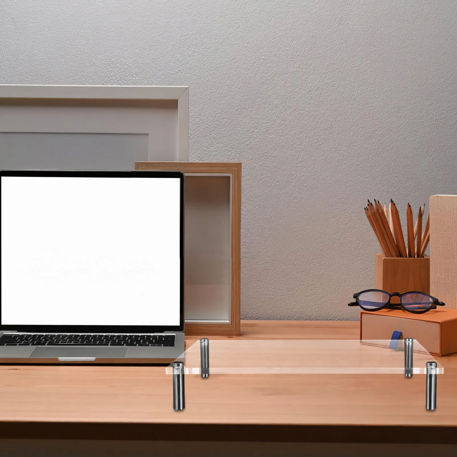 Acrylic Monitor Stand Riser Transparent Laptop Storage Stand Desk Computer Screen Riser Holder Space Saving Desktop Organizer