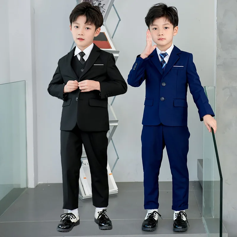 JUCPKID Handsome Children Suit Kids Boys 3/4/5Pcs Set British Little Boys Formal Piano Performance Suit 2-12Y Teens Boy Costume