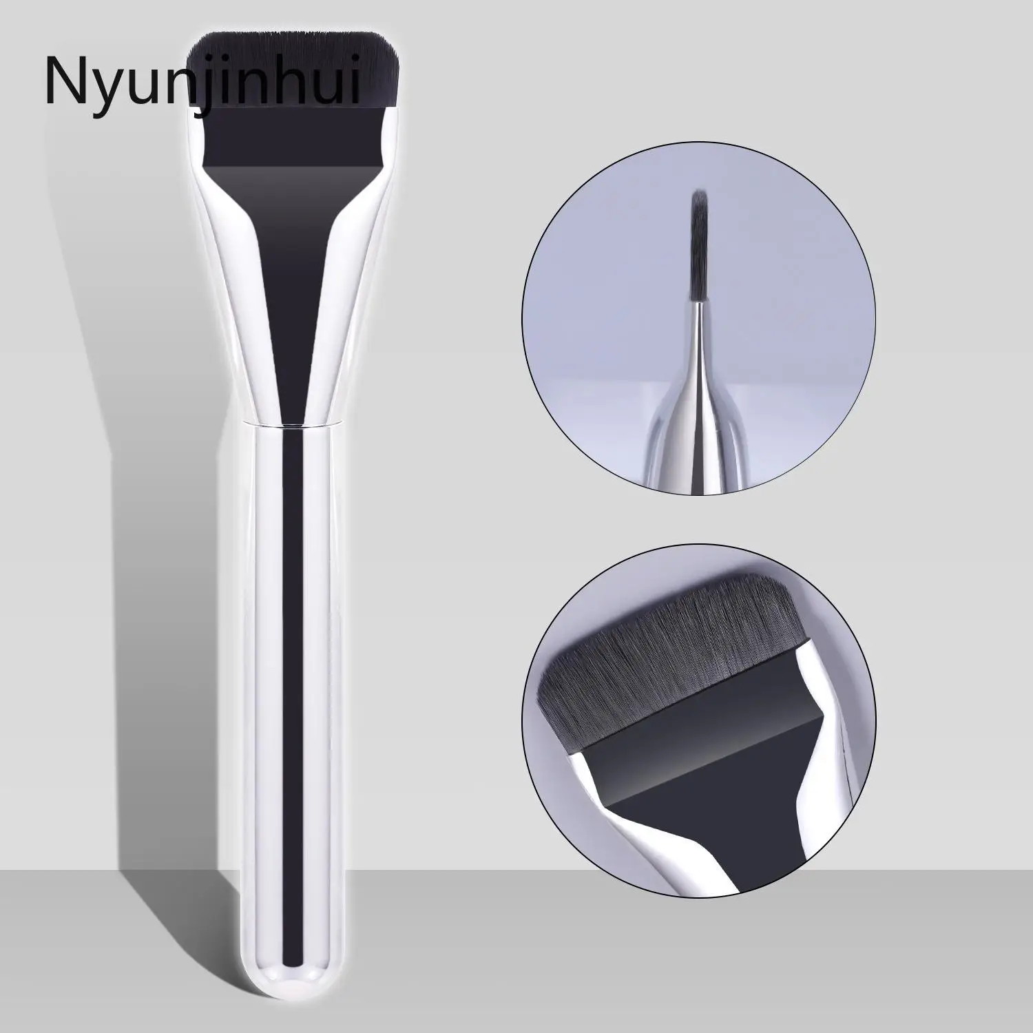 Brocha de base ultrafina, brocha correctora sin rastro, cepillo para máscara, cabeza plana, sin polvo, herramientas de belleza para el cabello suave, brocha de maquillaje