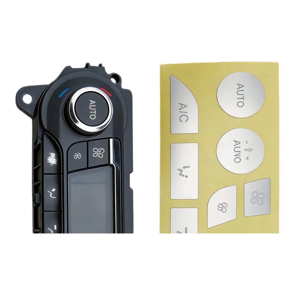 Interior A/C Button Fix Sticker Compatible with For Ford Focus 99-05 Featuring Silver Base and Legible White Markings