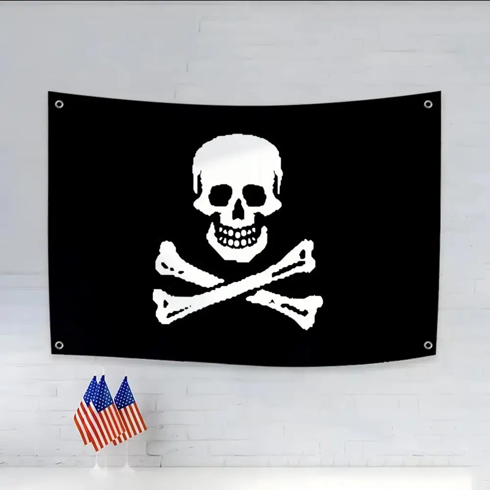 Symbol Pirate J-Jolly Roger Flags Daily four rings hanging no edging for indoor use and outdoor decor easy hanging