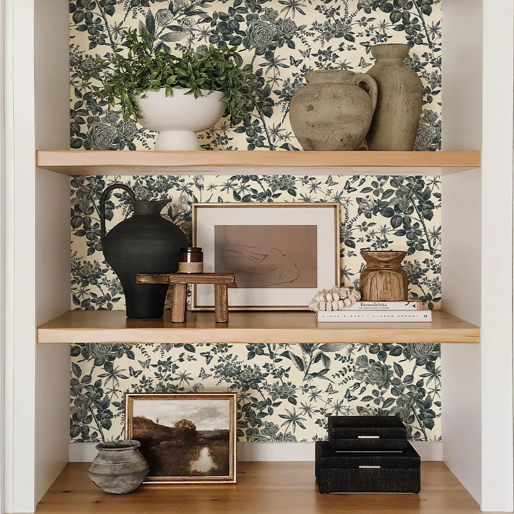 ورق حائط ذاتي اللصق على شكل زهرة ريترو مقاوم للاهتراء وقابل للإزالة لتزيين المنزل ورق حائط مقاوم للماء وقابل للتقشير واللصق