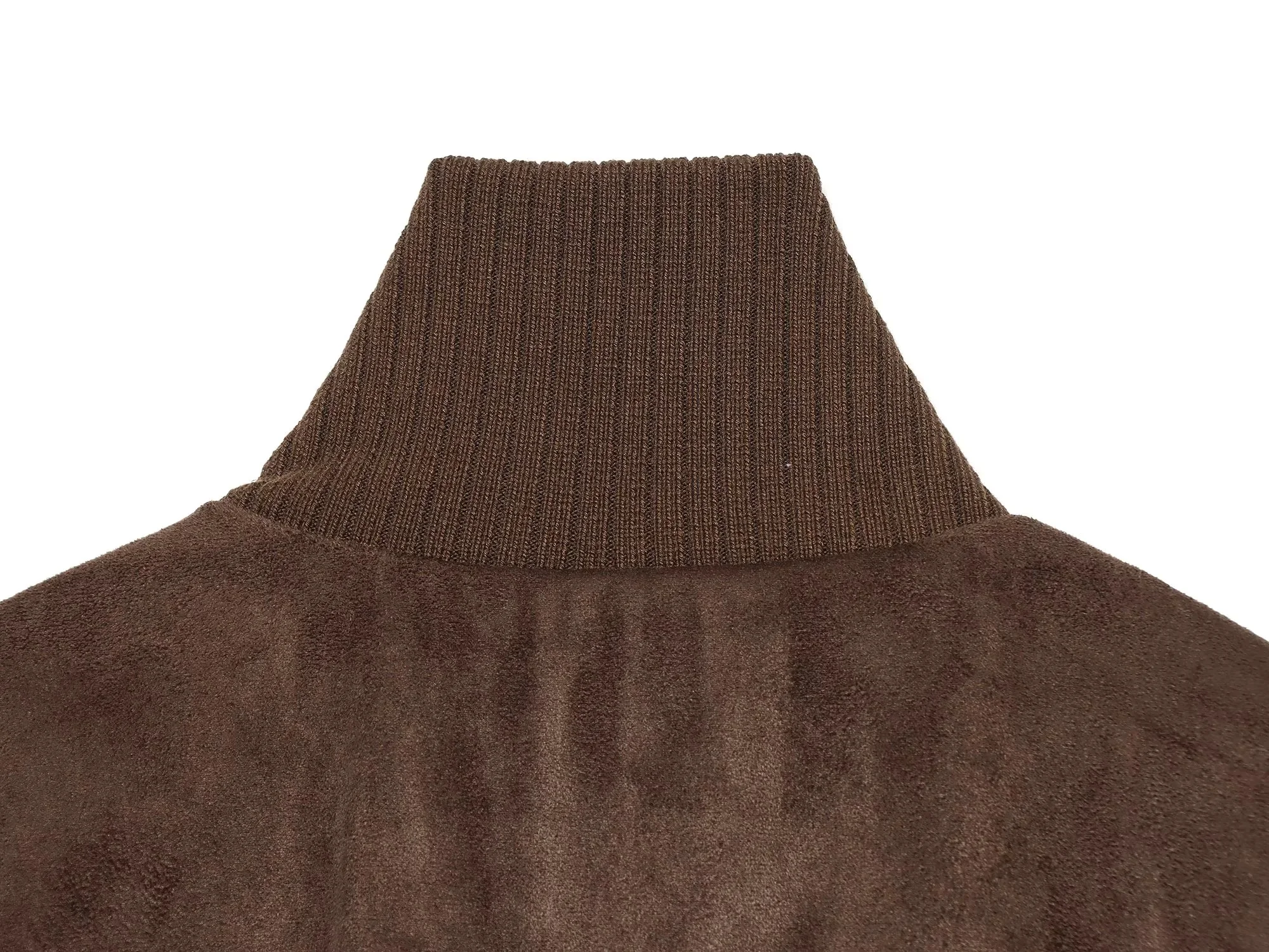 KONDALA Vintage Casual Damen Wildleder Tanktop mit Stehkragen, ärmellos, Reißverschluss-Taschen, modisches Oberteil für Herbst/Winter 2026, Urlaubstop – Detail 7