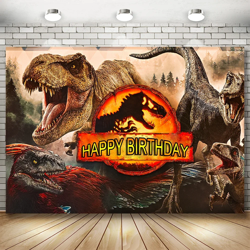 Bonvvie Jurassic Park World Dinosaur Backdrop Personalized Baby Birthday Party Decor Photography Background for Photo Studio