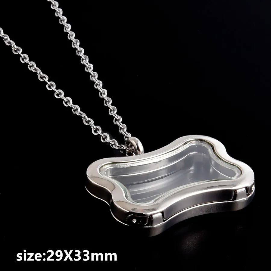 Rechteckige Ellipse Wassertropfen Hundeknochen Herz Medaillon Halskette für Damen Herren Schmuck Magnet Glas Erinnerungs-Strass-Medaillons Geschenk – Detail 15
