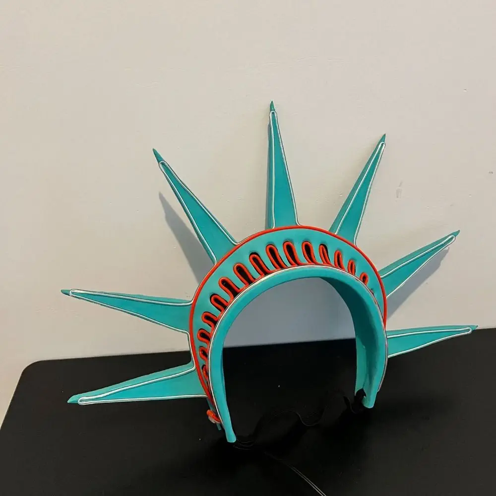 ที่คาดผมรูปเทพีเสรีภาพเรืองแสง อุปกรณ์ประกอบชุดแฟนซีงานปาร์ตี้ อุปกรณ์ประกอบฉากถ่ายภาพรูปเทพีเสรีภาพพร้อมคบเพลิง