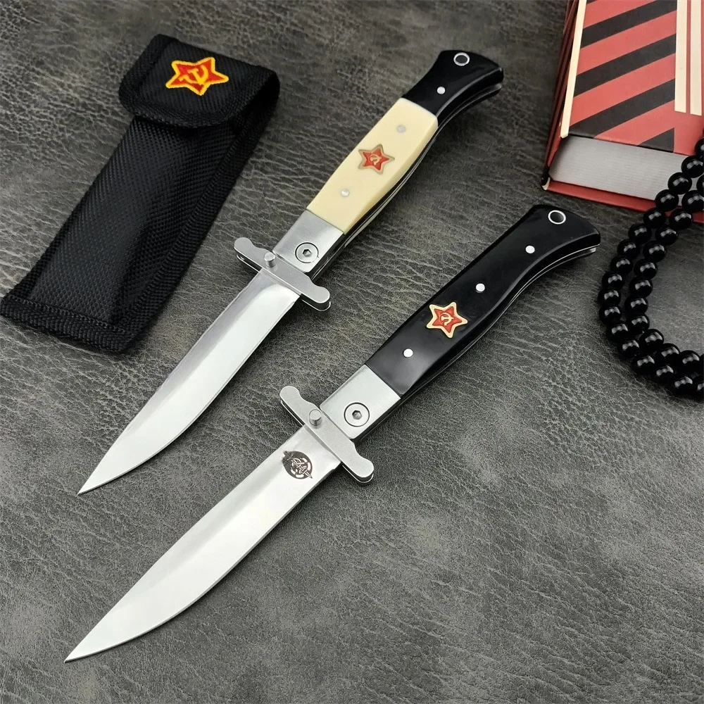 Russian Finka NKVD Folding Pocket Knife 440C Steel Blade ABS Handle Tactical Outdoor Survival Everyday Carry Knife Camping Tool