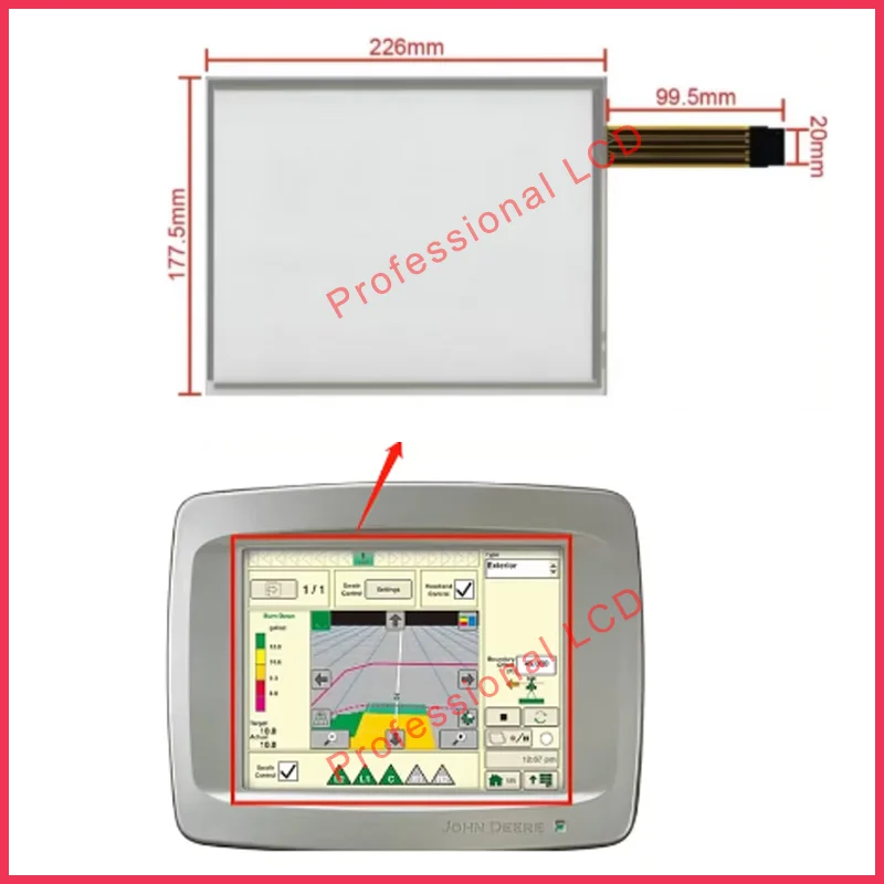 

Original 10.4 Inch 8 Wire Touch Screen John - Deer Green-Star GS2 2600 Agricultural Tractor LCD Display Screen Replacement