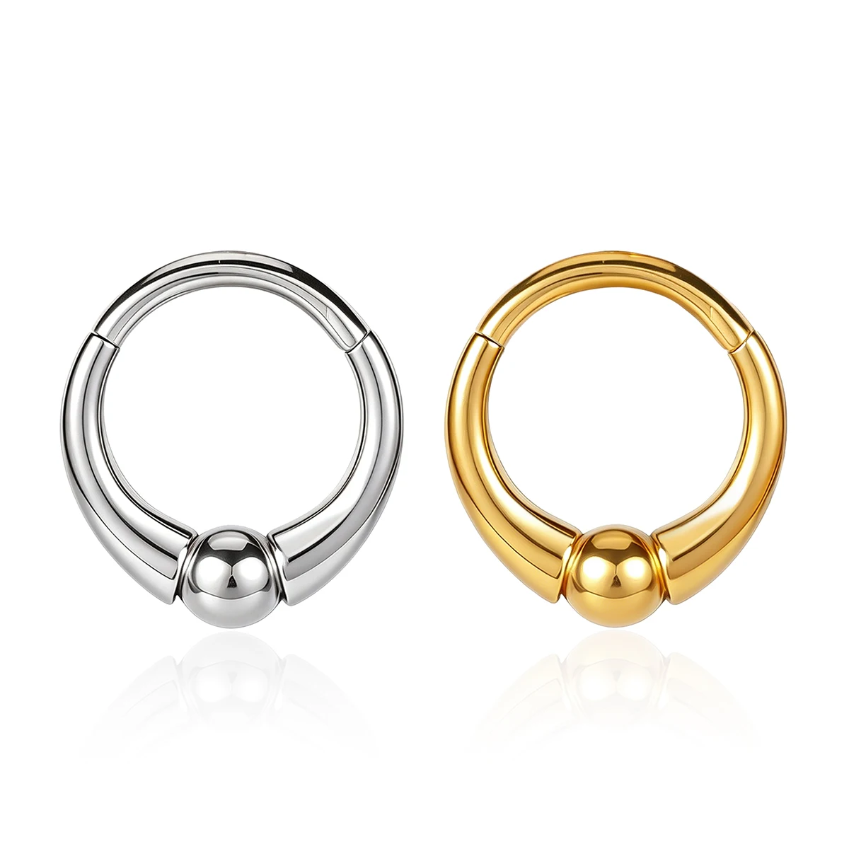 Vankula 1PCS 316L Stainless Steel Thick Ball Hinged Clicker Ring, Hypoallergenic Multi-use Piercing Hoop for Septum