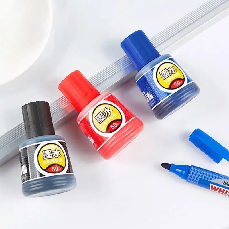1 Flasche 50 Nachfüllinte zum Nachfüllen von Tinten Whiteboard Marker Sten Schwarz Rot Blau 3 Farben Schulbürovorräte