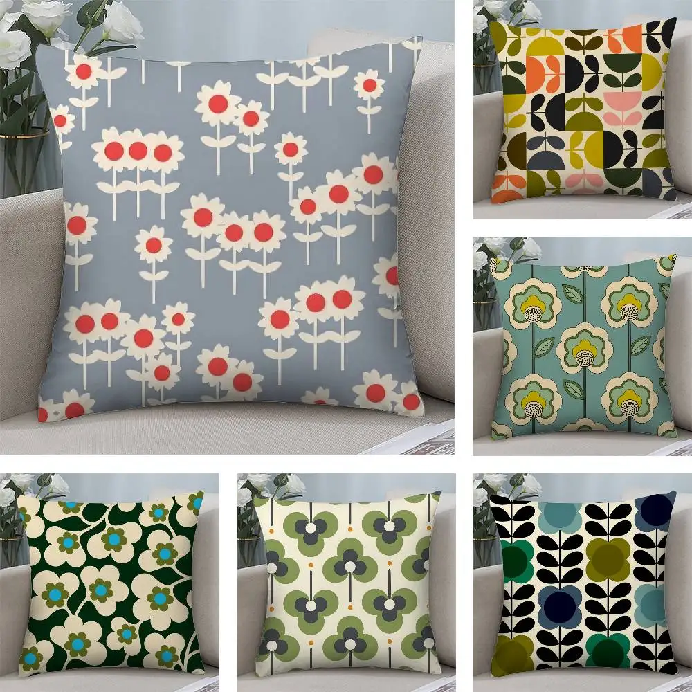 O-Orla Kiely Flower Pillow Case Plush Fabric Soft Double Sided Print Sofa Cushion Cover Throw Pillow Covers
