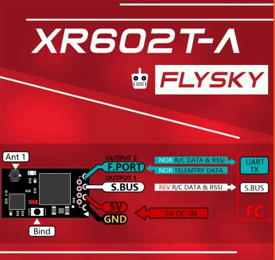 XR602T-A2 2.4G 14CH FLYSKY AFHDS 2A SBUS Telemetry RSSI Micro Receiver Dual Antenna for FLYSKY I6X I6 I6s Transmitters