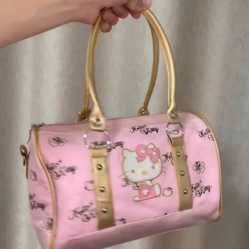 Hello Kitty PU Handle Bag Pillow Bag Female New Autumn Fashion Handheld Single Shoulder Crossbody Bag