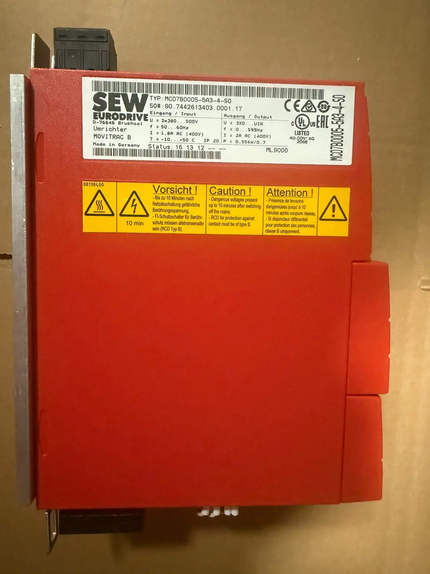 MC07B0001-5A3-4-S0 New SEW Inverter 0.5