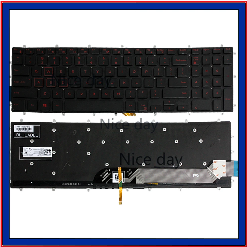 US W/ Backlit Keyboard Red Letters For Dell PK131QP1B00 NSK-EC1BC 01 03R0JR