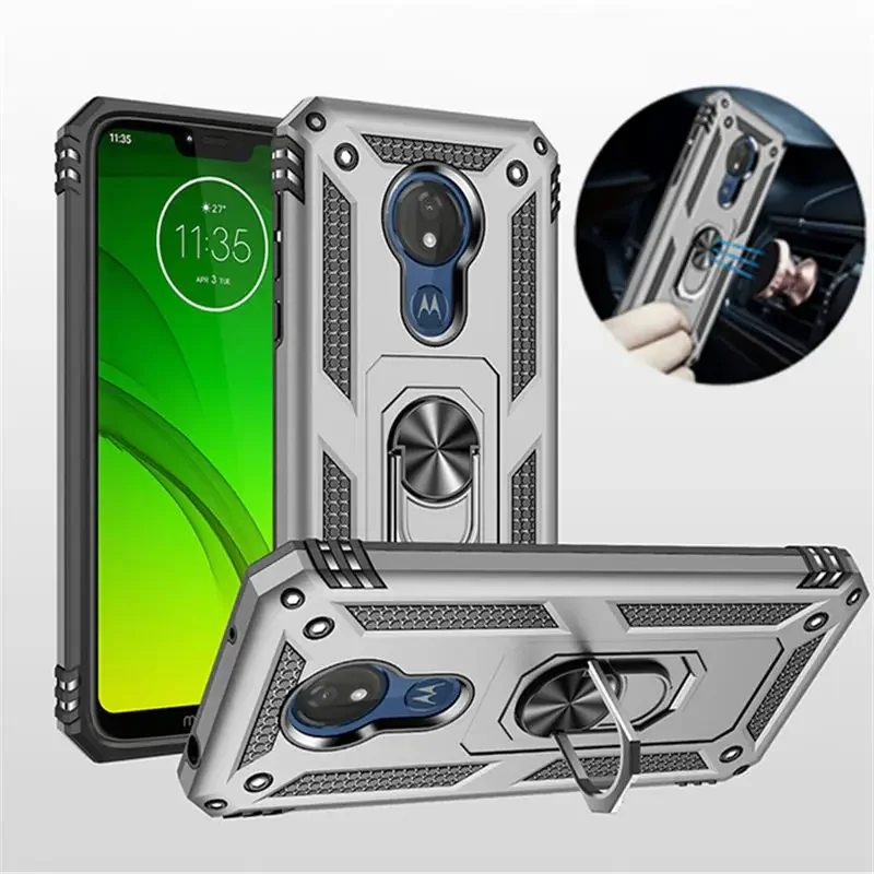 For Motorola Moto G6 G7 Plus G8 Power Lite G9 Play Case Magnetic Ring Stand Holder Cover for Moto E5 E6 E6S E6i E7 Power 2021 