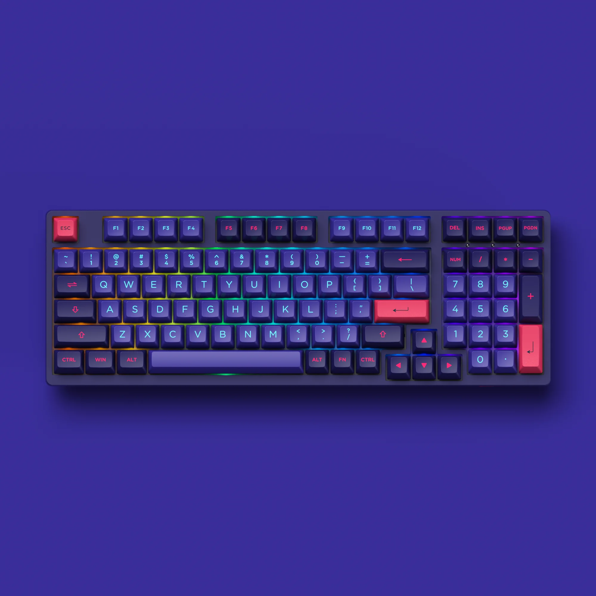 Akko 3098 Neon Mechanical Keyboard 98-Key PBT Dye-sub ASA Profile Monochrome RGB Wired for Office Home PC Laptop Gaming Keyboard