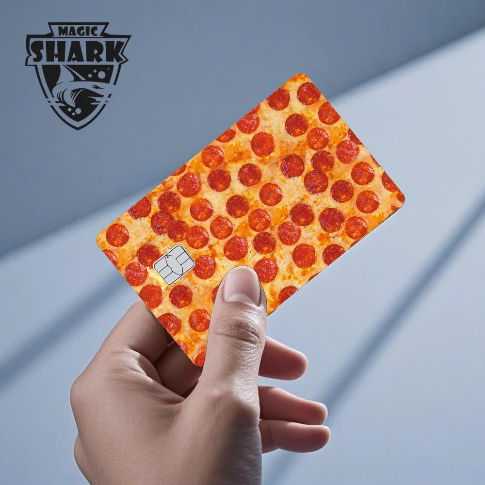 غطاء لاصق من الجلد المقاوم للماء من Maigc Shark Dandelion Pizza Graffiti Fox Bread لبطاقة الائتمان الخصمية بدون تتلاشى