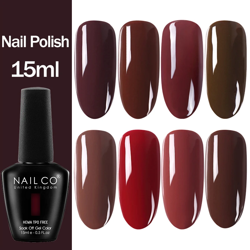 NAILCO 15 ml Winter Kaffee Farbe Gel Nagellack Lack TPO/HEMA Free Nail art Maniküre Nagel Liefert UV semi Permanent Nagel