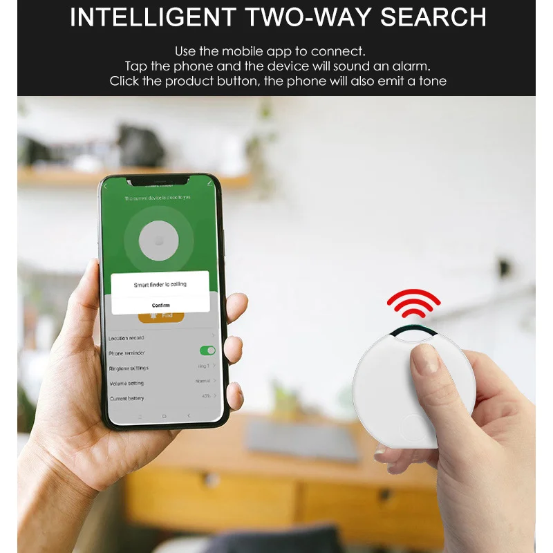 

2PCS Pet Anti Loss Device Intelligent Bluetooth Tracker Item Finder Missing Location Record High Volume Two-way Search Alarm