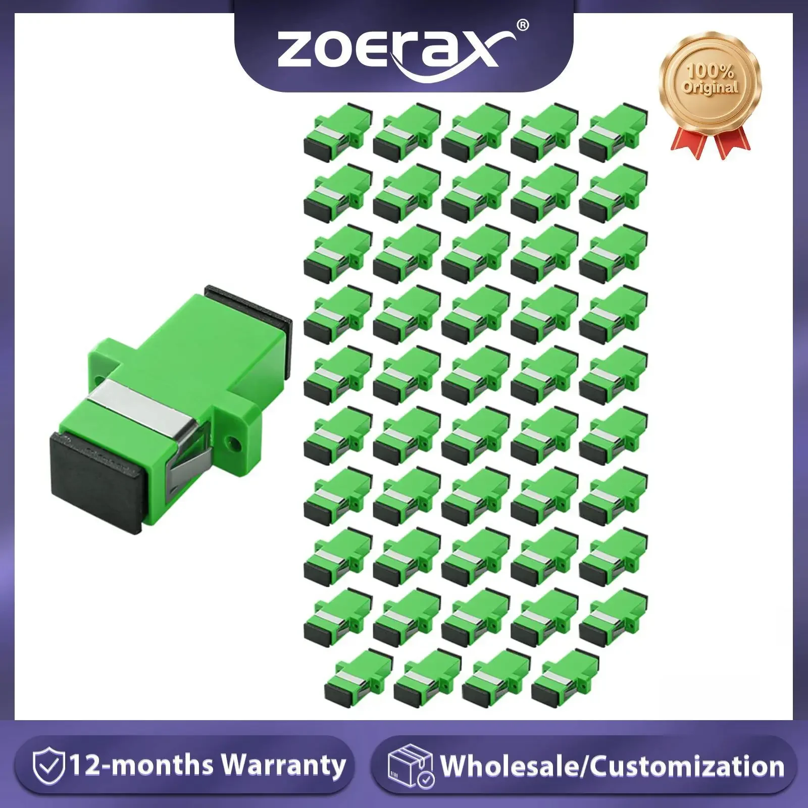 ZoeRax SC APC Simplex Fiber Adapter SC Female to SC Female Single Mode Fiber Optic Coupler Connector for Network Internet