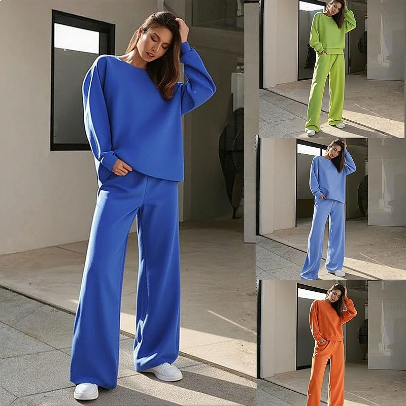 Sporty Matching Set Hoodie Sweatshirt Joggers Two Piece Outfits Casual Tracksuit Women