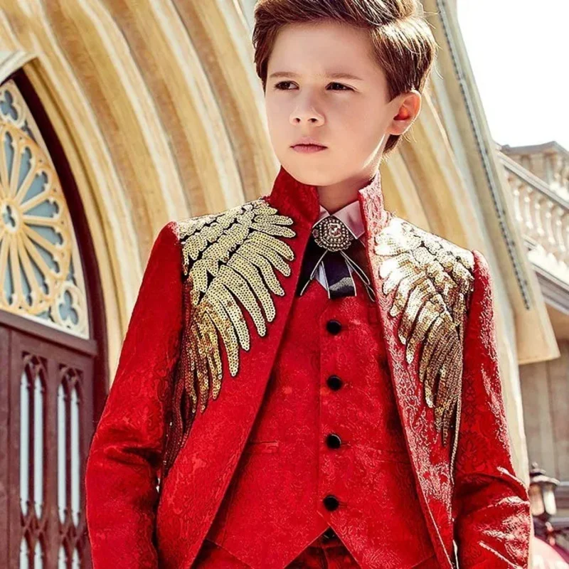 

DY20Children Ceremonial Dress Suit Tuxedo Ceremonial Dress Handsome Piano Kids Carnival Boys Costume Europe And America Suit Fie