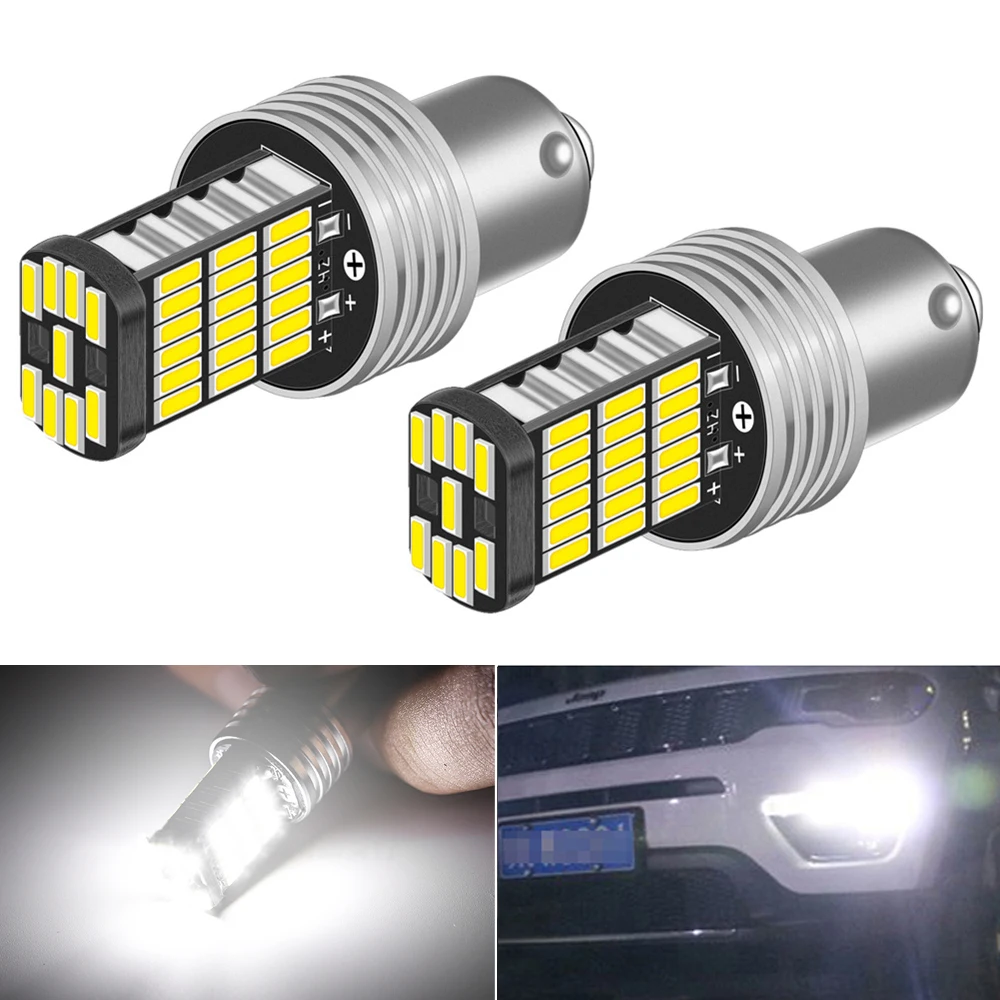 2 шт. 1156 P21W BA15S Автомобильный светодиодный фонарь заднего хода 4014 45SMD DRL Лампа автоматического резервного освещения для Renault Duster Megane 2 3 Logan Clio Fluence