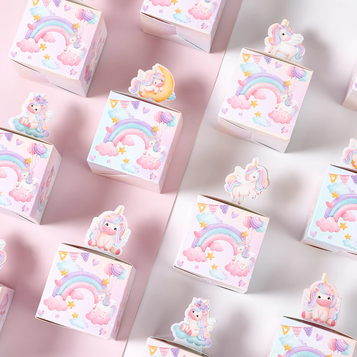 12/24pcs Unicorn 3D Paper Candy Boxes Gift Packing Box Unicorn Theme Party Decoration Kids Wedding Baby Shower Party Supplies