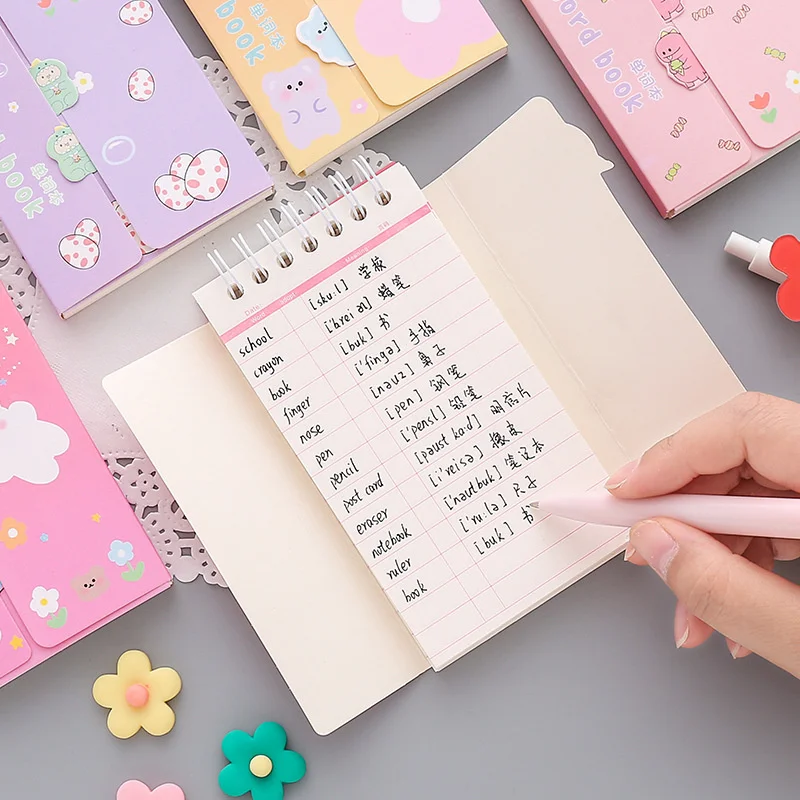 80 Sheets Kawaii Cute Portable Foreign Languages Word Book Vocabulary Memory Study Notebook School Stationery Student Supplies