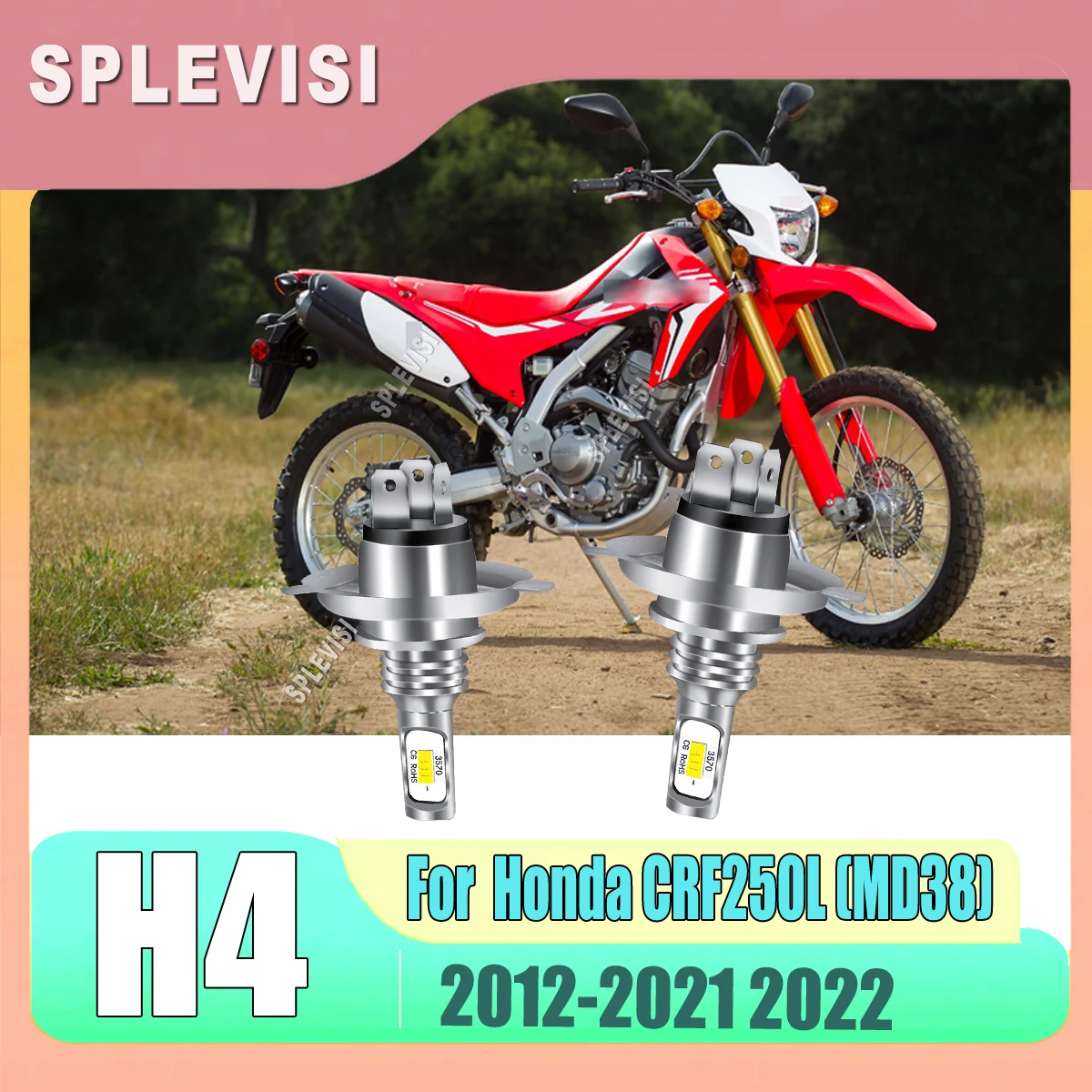 

h4 9003 led headlight bulbs hi/low beam -efficient Heat Control for Honda CRF250L(MD38) 2012 2013 2014 2015 2016 2017 2018-2022