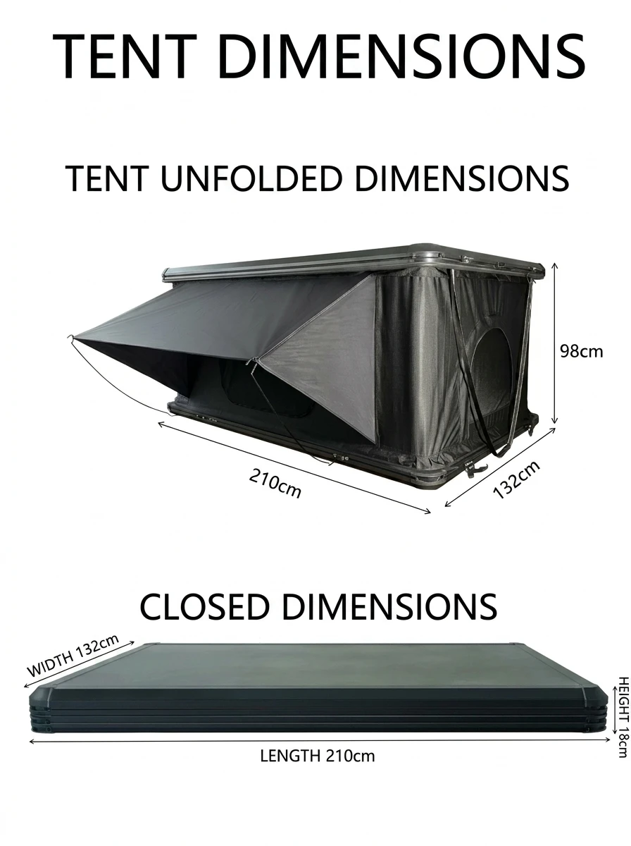 2026 Factory Direct Hard Shell Rooftop Tent Side-Open Quick Setup Camping Car Roof Tent with Grey Mesh Windowpromote sales