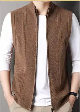 New cashmere sweater men's vest zipper thickened autumn and winter sweater men's vest sweater cardigan view 6