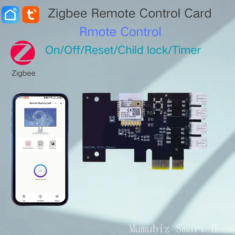 ‌Tuya Smart ZIGBEE PCIE Control Card - Remote PC Power On/Off via App, Schedule & Timer, Alexa/Google Assistant Compatible