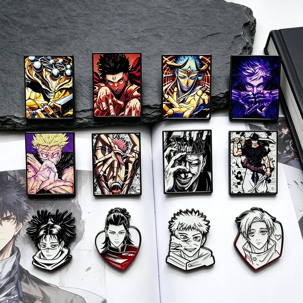 4Pcs Set Japanese Anime Style Cool Boy Fantasy Brooches Cute Manga Character Lapel Pins Badges for Backpacks And Fans Gifts