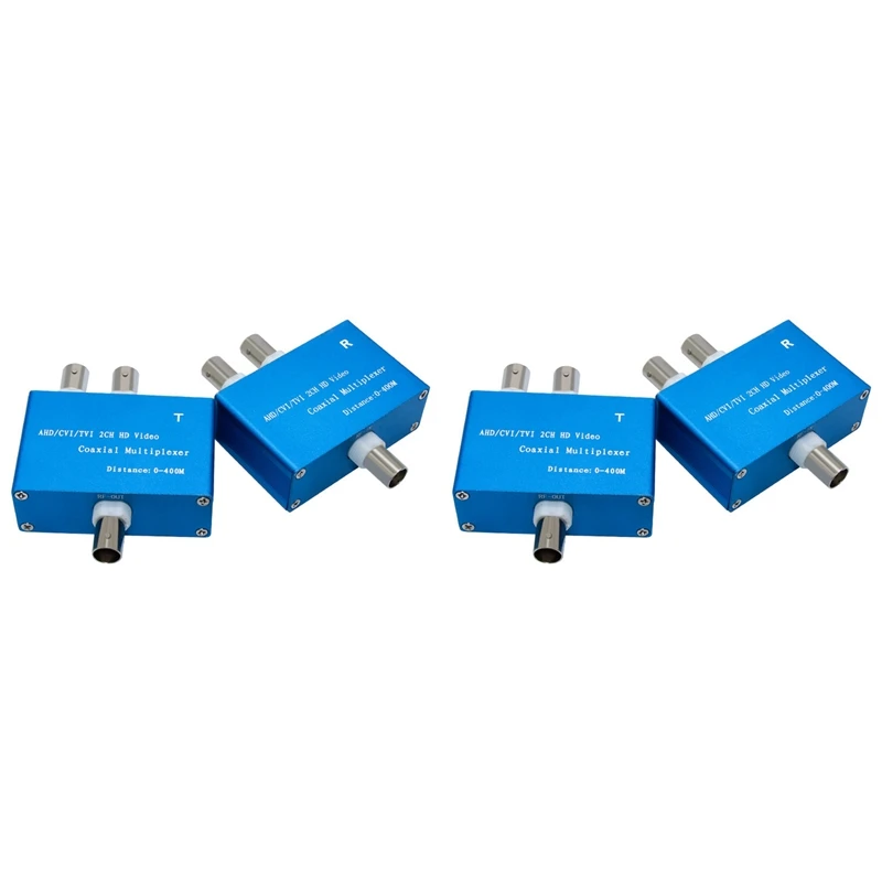 4X 1080P AHD/CVI/TVI / 2CH HD Video Coaxial Multiplexer (2 Channel Video In One Coaxial Cable Transmission)