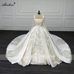 Alonlivn CUSTOM MADE WEDDING Dresses With Colorful Appliques Lace Bridal Gown