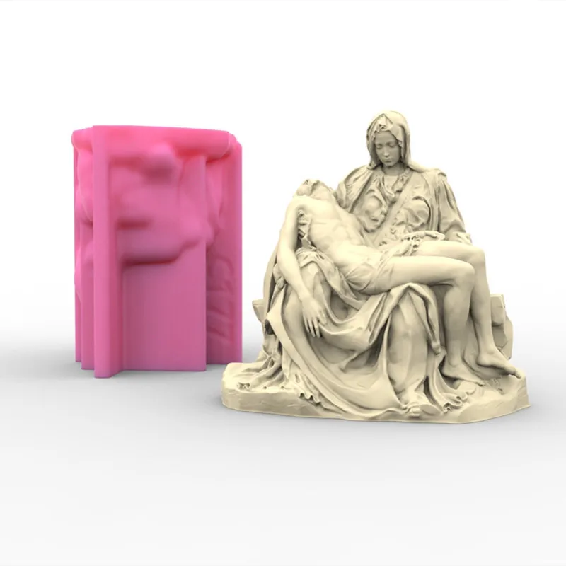 Duży 3D włoski Pieta statua foremka na świece biust silikonowe formy grecki Art Man rzeźba wosk narzędzie Tabletop Ornament żywica formy