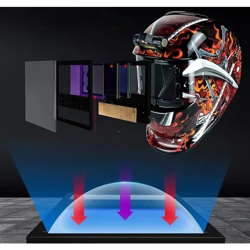S-olar powered automatic dimming welding helmet with adjustable dimming status (DIN9~13)