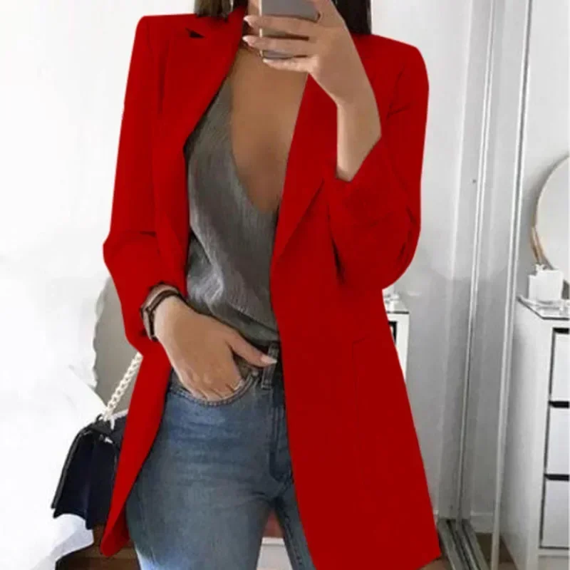 2024 Long Sleeve Slim Suit Button Lady Basic Jackets Small Suit Jacket Candy Color Fashion Spring Women Blazers Jackets